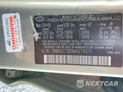 Zdjęcie 13 z 13 samochodu: 2009 HYUNDAI SANTA FE GLS VIN:5NMSG73D99H274371 - miniatura