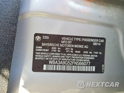 Zdjęcie 13 z 13 samochodu: 2015 BMW 335 I VIN:WBA3A9G52FNS66077 - miniatura