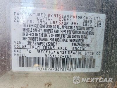 Zdjęcie 12 z 12 samochodu: 2016 NISSAN SENTRA SV VIN:3N1AB7AP3GY224837 - miniatura