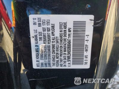 Zdjęcie 13 z 13 samochodu: 2013 HONDA ODYSSEY EXL VIN:5FNRL5H65DB004847 - miniatura