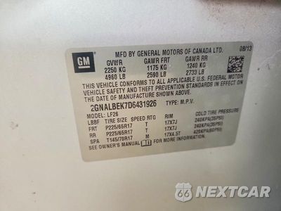 Zdjęcie 14 z 14 samochodu: 2013 CHEVROLET EQUINOX LS VIN:2GNALBEK7D6431926 - miniatura