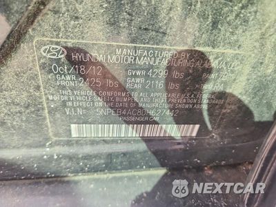 Zdjęcie 12 z 12 samochodu: 2013 HYUNDAI SONATA GLS VIN:5NPEB4AC8DH627442 - miniatura