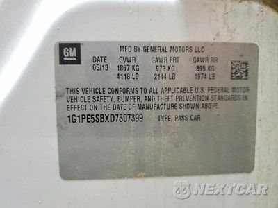 Zdjęcie 12 z 12 samochodu: 2013 CHEVROLET CRUZE LT VIN:1G1PE5SBXD7307399 - miniatura