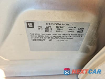 Zdjęcie 12 z 12 samochodu: 2013 CHEVROLET CRUZE LT VIN:1G1PC5SB5D7111392 - miniatura