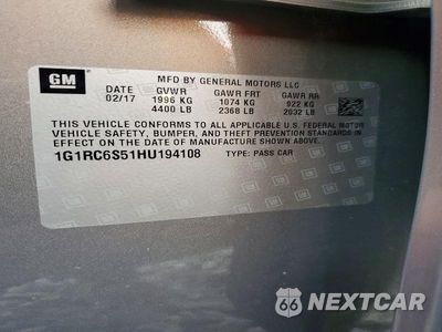 Zdjęcie 12 z 12 samochodu: 2017 CHEVROLET VOLT LT VIN:1G1RC6S51HU194108 - miniatura