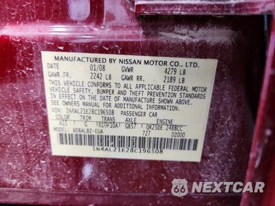 Zdjęcie 12 z 12 samochodu: 2008 NISSAN ALTIMA 2.5 VIN:1N4AL21E28C196508 - miniatura
