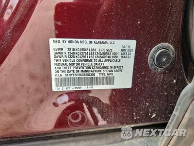 Zdjęcie 13 z 13 samochodu: 2016 HONDA PILOT EXL VIN:5FNYF5H58GB052356 - miniatura