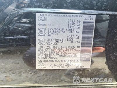 Zdjęcie 13 z 13 samochodu: 2020 NISSAN PATHFINDER SV VIN:5N1DR2BN4LC592951 - miniatura