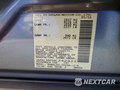 Zdjęcie 12 z 12 samochodu: 2016 NISSAN ALTIMA 2.5 SR VIN:1N4AL3AP5GC242421 - miniatura
