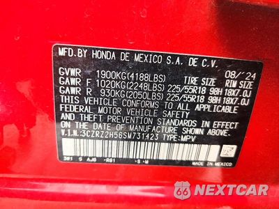 Zdjęcie 12 z 12 samochodu: 2025 HONDA HR-V SPORT VIN:3CZRZ2H56SM731423 - miniatura