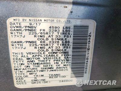 Zdjęcie 13 z 13 samochodu: 2018 NISSAN ROGUE SV VIN:JN8AT2MT7JW450825 - miniatura