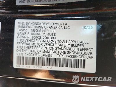 Zdjęcie 12 z 12 samochodu: 2025 HONDA ACCORD LX VIN:1HGCY1F27SA078651 - miniatura