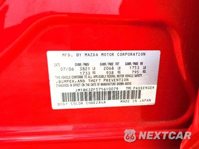 Zdjęcie 12 z 12 samochodu: 2007 MAZDA 3 I VIN:JM1BK32F571610079 - miniatura