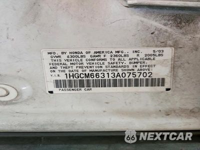 Zdjęcie 13 z 13 samochodu: 2003 HONDA ACCORD LX VIN:1HGCM66313A075702 - miniatura