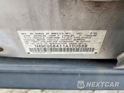 Zdjęcie 13 z 13 samochodu: 2001 HONDA ACCORD LX VIN:1HGCG56411A103568 - miniatura