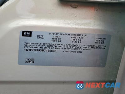Zdjęcie 13 z 13 samochodu: 2011 CHEVROLET CRUZE LT VIN:1G1PF5S93B7166635 - miniatura