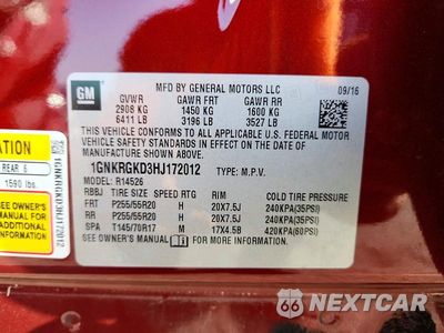 Zdjęcie 13 z 13 samochodu: 2017 CHEVROLET TRAVERSE LT VIN:1GNKRGKD3HJ172012 - miniatura