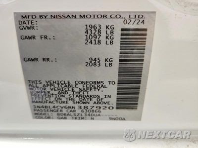 Zdjęcie 12 z 12 samochodu: 2024 NISSAN ALTIMA SR VIN:1N4BL4CV6RN387920 - miniatura