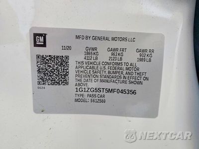 Zdjęcie 12 z 12 samochodu: 2021 CHEVROLET MALIBU RS VIN:1G1ZG5ST5MF045356 - miniatura