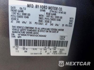 Zdjęcie 13 z 13 samochodu: 2013 FORD EXPLORER LIMITED VIN:1FM5K7F80DGC92442 - miniatura