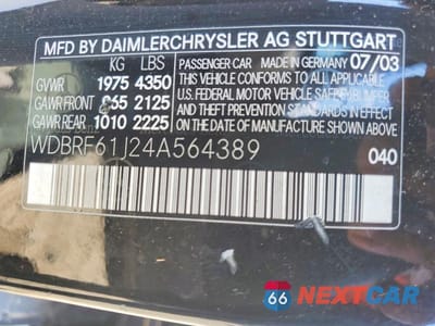 Zdjęcie 12 z 12 samochodu: 2004 MERCEDES-BENZ C 240 VIN:WDBRF61J24A564389 - miniatura