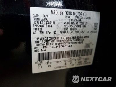 Zdjęcie 13 z 13 samochodu: 2011 FORD EXPLORER XLT VIN:1FMHK7D84BGA81953 - miniatura