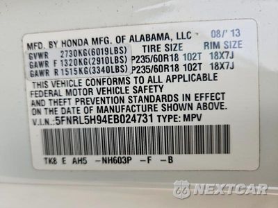 Zdjęcie 13 z 13 samochodu: 2014 HONDA ODYSSEY TOURING VIN:5FNRL5H94EB024731 - miniatura