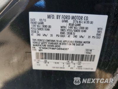 Zdjęcie 12 z 12 samochodu: 2015 FORD EXPLORER LIMITED VIN:1FM5K7F88FGB94357 - miniatura