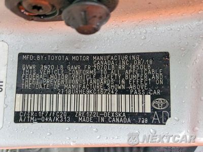 Zdjęcie 12 z 12 samochodu: 2019 TOYOTA COROLLA SE VIN:2T1BURHE9KC167242 - miniatura