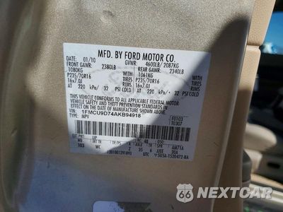 Zdjęcie 12 z 12 samochodu: 2010 FORD ESCAPE XLT VIN:1FMCU9D74AKB94918 - miniatura