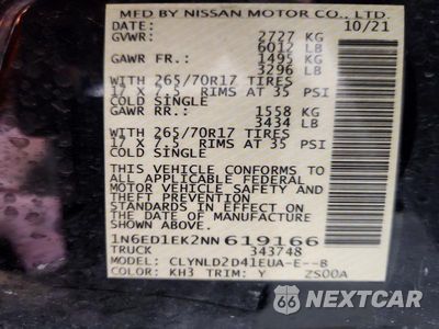 Zdjęcie 12 z 12 samochodu: 2022 NISSAN FRONTIER PRO-4X VIN:1N6ED1EK2NN619166 - miniatura