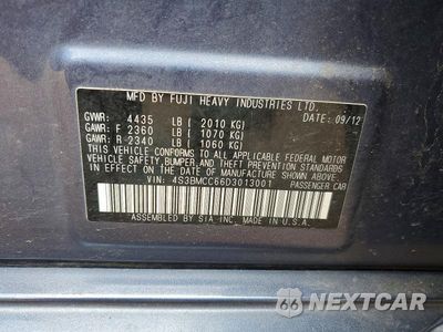 Zdjęcie 12 z 12 samochodu: 2013 SUBARU LEGACY PREMIUM + CWP VIN:4S3BMCC66D3013001 - miniatura
