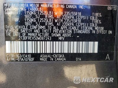 Zdjęcie 13 z 13 samochodu: 2013 TOYOTA RAV4 LIMITED VIN:2T3DFREV5DW087243 - miniatura