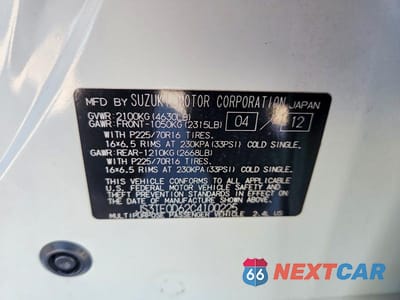 Zdjęcie 14 z 14 samochodu: 2012 SUZUKI GRAND VITARA PREMIUM VIN:JS3TE0D62C4100225 - miniatura