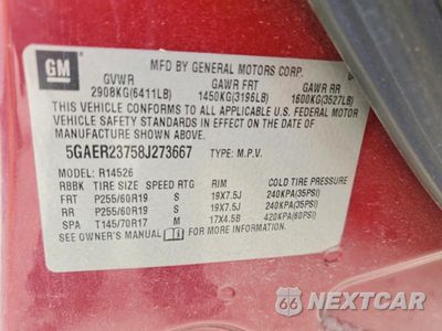 Zdjęcie 13 z 13 samochodu: 2008 BUICK ENCLAVE CXL VIN:5GAER23758J273667 - miniatura