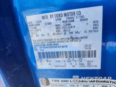 Zdjęcie 12 z 12 samochodu: 2010 FORD F150 SUPERCREW VIN:1FTEW1E87AFA73678 - miniatura