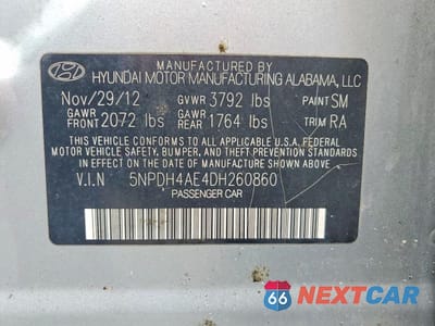 Zdjęcie 12 z 12 samochodu: 2013 HYUNDAI ELANTRA GLS VIN:5NPDH4AE4DH260860 - miniatura