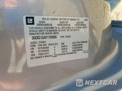 Zdjęcie 12 z 12 samochodu: 2007 CHEVROLET SILVERADO C1500 CREW CAB VIN:2GCEC13J971728566 - miniatura