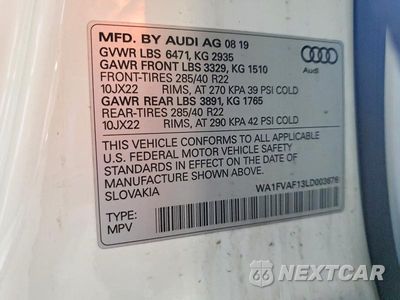Zdjęcie 13 z 13 samochodu: 2020 AUDI Q8 PRESTIGE S-LINE VIN:WA1FVAF13LD003676 - miniatura