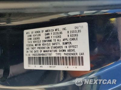 Zdjęcie 12 z 12 samochodu: 2011 HONDA ACCORD EXL VIN:1HGCS2B84BA007067 - miniatura
