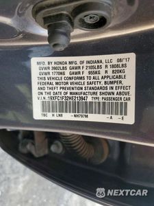 Zdjęcie 12 z 12 samochodu: 2017 HONDA CIVIC EX VIN:19XFC1F32HE213947 - miniatura