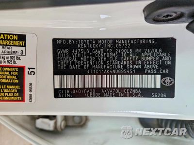 Zdjęcie 12 z 12 samochodu: 2022 TOYOTA CAMRY LE VIN:4T1C11AK4NU695451 - miniatura