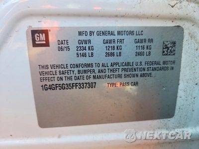 Zdjęcie 12 z 12 samochodu: 2015 BUICK LACROSSE PREMIUM VIN:1G4GF5G35FF337307 - miniatura
