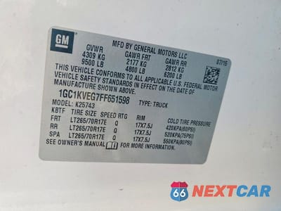 Zdjęcie 13 z 13 samochodu: 2015 CHEVROLET SILVERADO K2500 HEAVY DUTY LT VIN:1GC1KVEG7FF651598 - miniatura