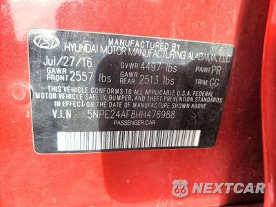 Zdjęcie 12 z 12 samochodu: 2017 HYUNDAI SONATA SE VIN:5NPE24AF8HH476988 - miniatura