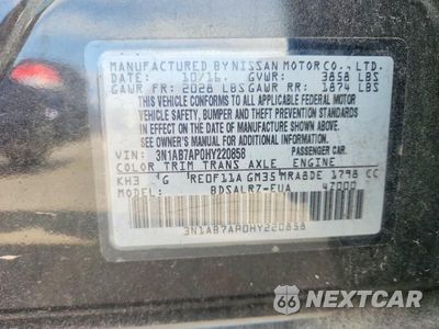 Zdjęcie 12 z 12 samochodu: 2017 NISSAN SENTRA SR VIN:3N1AB7AP0HY220858 - miniatura