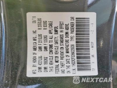 Zdjęcie 12 z 12 samochodu: 2017 HONDA ACCORD SPORT VIN:1HGCR2F50HA029538 - miniatura