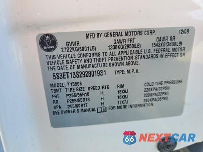 Zdjęcie 12 z 12 samochodu: 2009 SAAB 9-7X 4.2I VIN:5S3ET13S292801931 - miniatura