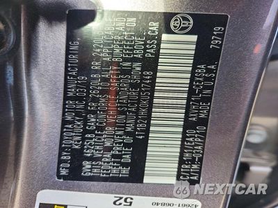 Zdjęcie 12 z 12 samochodu: 2019 TOYOTA CAMRY HYBRID SE VIN:4T1B21HK0KU517448 - miniatura