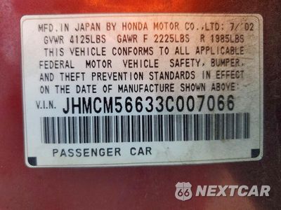 Zdjęcie 12 z 12 samochodu: 2003 HONDA ACCORD EX VIN:JHMCM56633C007066 - miniatura